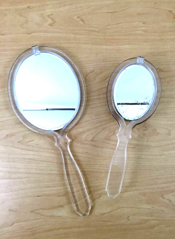 Mid Century Modern Clear Lucite Brush and Hand Mirror Set Clarolyte NYC Dresser Set Vanity Set Original Horse Hair Brush Vintage Vanity 2 Sided Magnified Hand Mirror