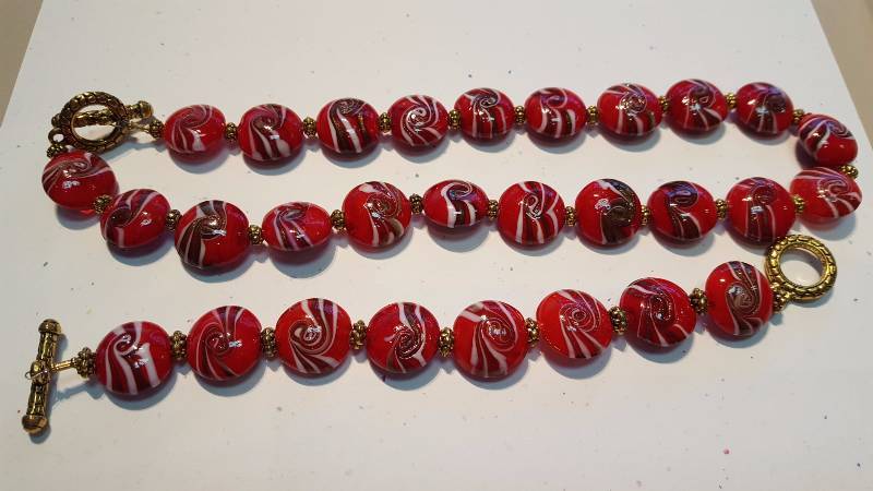 Red Glass Bead Jewelry Set