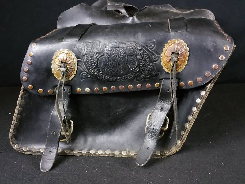 vintage leather saddlebags