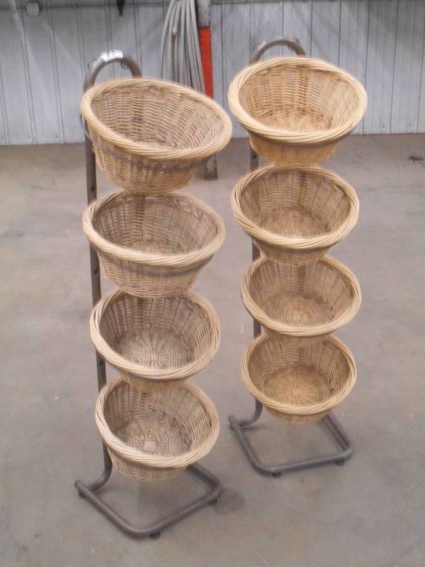 lot 25 image: (2) 4-Level Wicker Basker Display R...