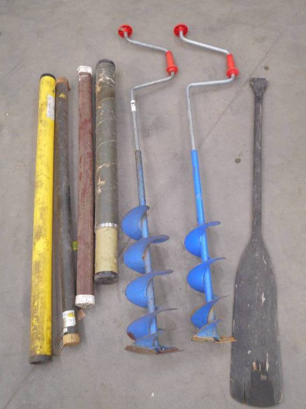 lot 51 image: Lot Of (2) Ice Augers, (1) Paddle, ...