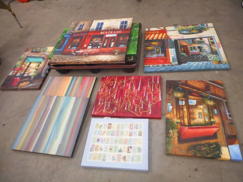 lot 112 image: Pallet Lot Of (9) Assorted Canvas P...
