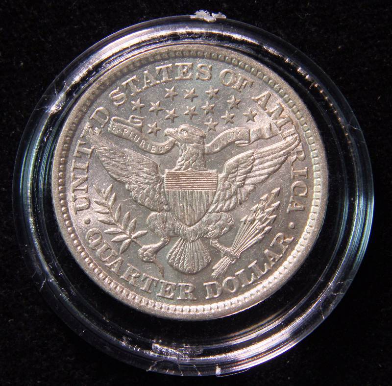 1892 BARBER SILVER QUARTER AU-UNC