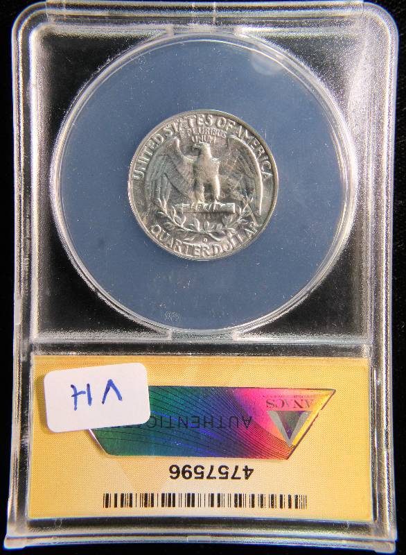 1955-D WASHINGTON SILVER QUARTER MS64 ANACS CERTIFIED
