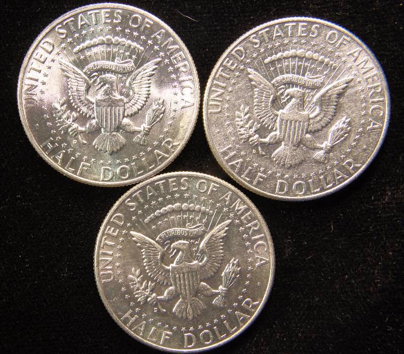 GROUP OF 3 - 1964 KENNEDY SILVER HALF DOLLARS