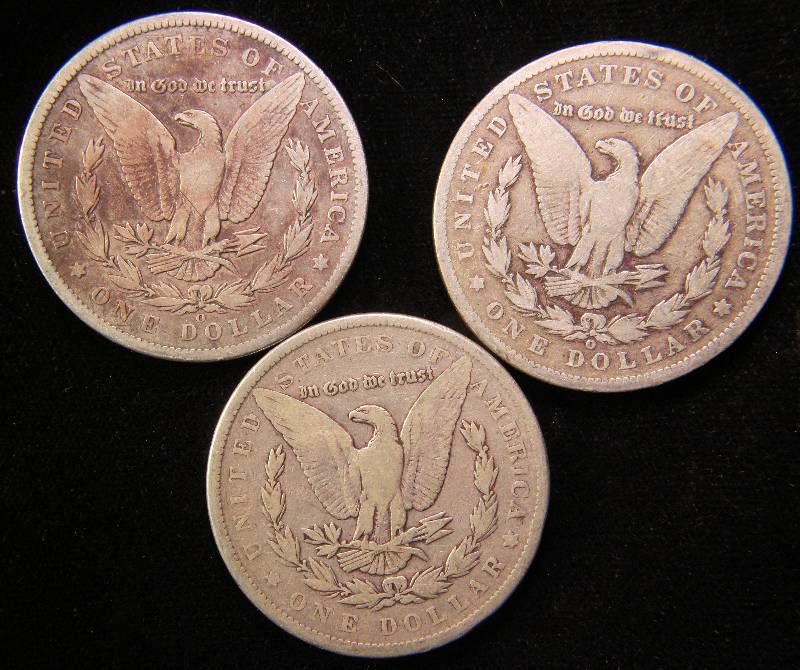 GROUP OF 3 - MORGAN SILVER DOLLARS 1885-O, 1889-O, 1891