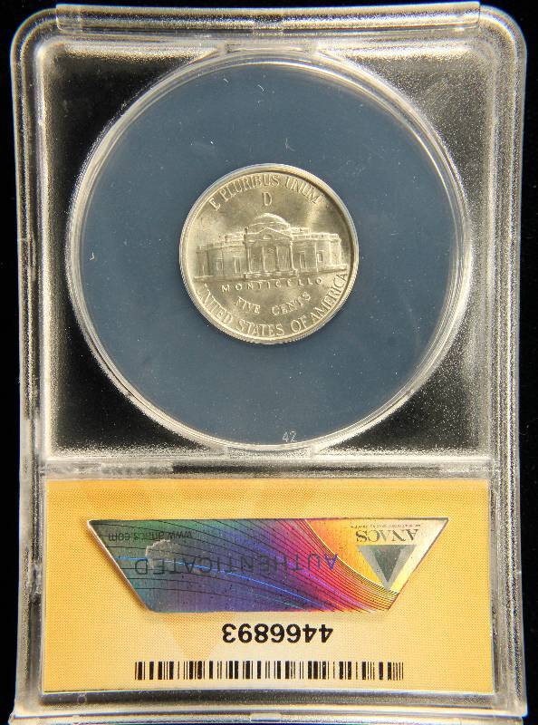 1945-D SILVER WAR NICKEL MS64 ANACS