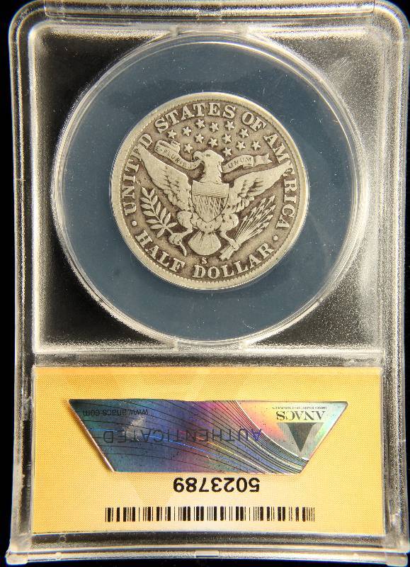 1914-S BARBER SILVER HALF DOLLAR VG8 ANACS