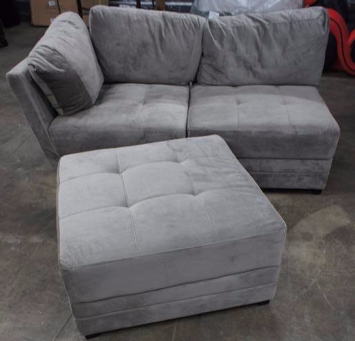 High End Leyla Collection Grey Microfiber 3 Piece Couch Set