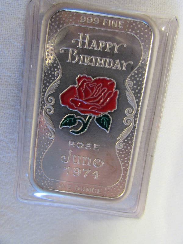 1 oz .999 Silver Happy Birthday June 1974