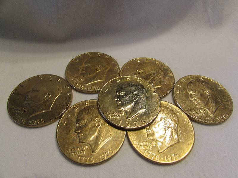 Lot of 7 Gold Plated Eisenhower Dollars