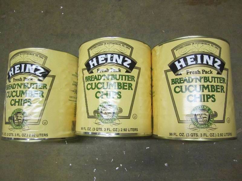 3 gallon cans Heinz bread n butter ...