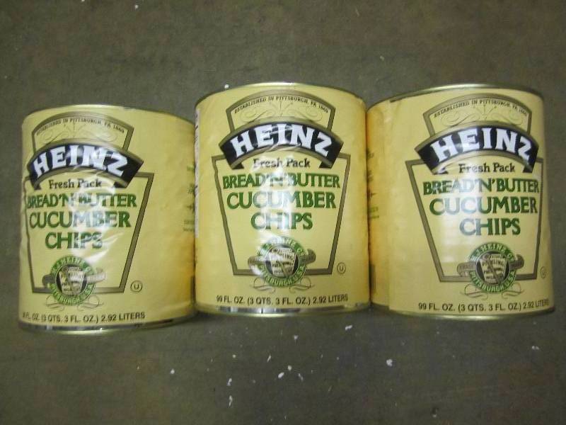 3 gallon cans Heinz bread n butter ...