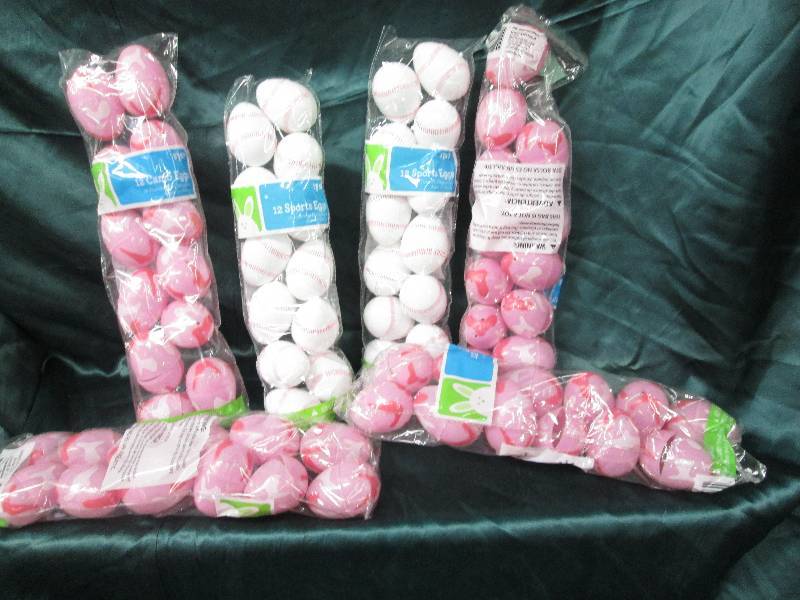lot 53 image: Lot of 6 4 pks of 12 pink camo egg...