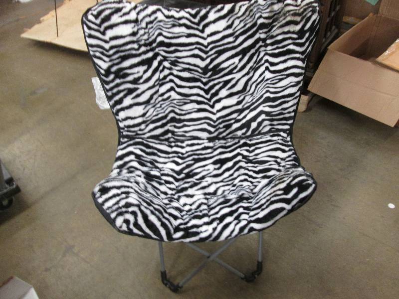 lot 99 image: Zebra print plush collapsible chair...