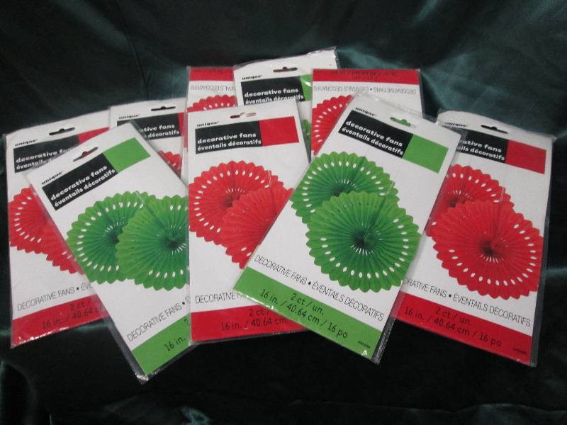lot 205 image: Lot of 9 pkgs decorative fans 2pk...