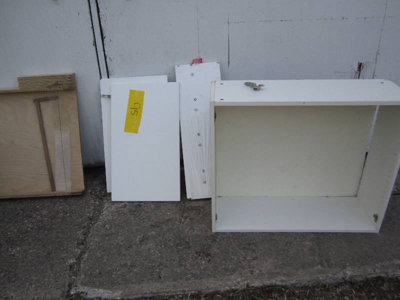 lot 95 image: Shelf 3 feet wide30 tall and wood ...
