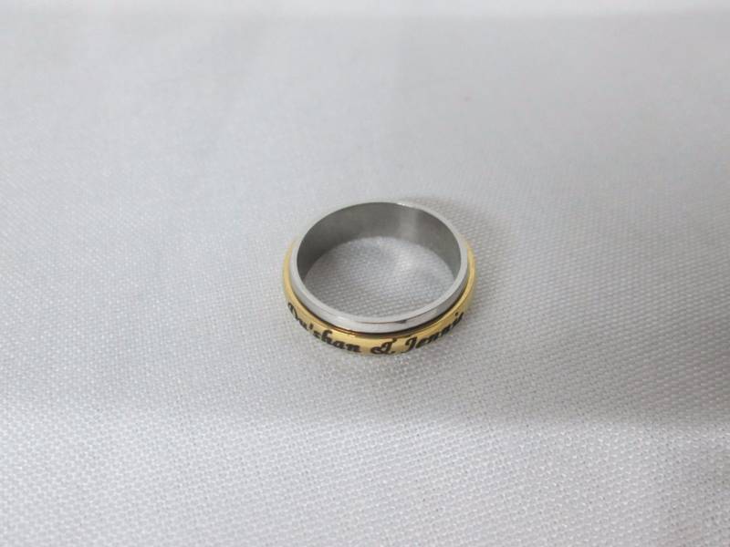 Ladies Stainless Steel Personalized Couples Spinner Band