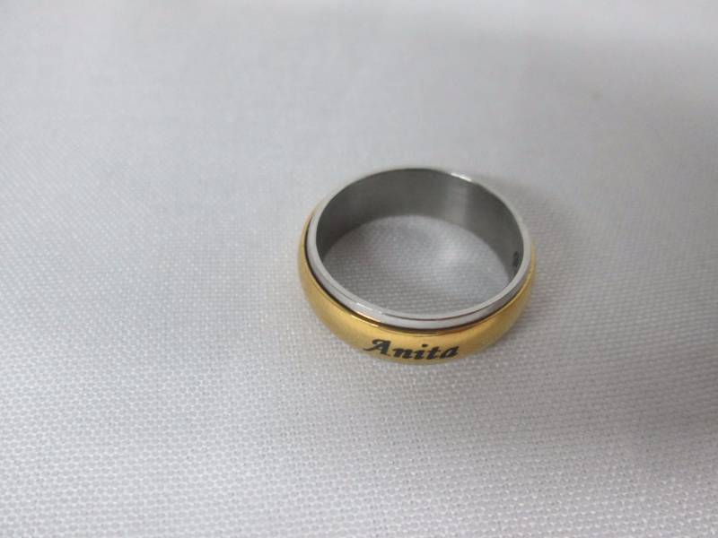 Mens Stainless Steel Personalized Couples Spinner Band