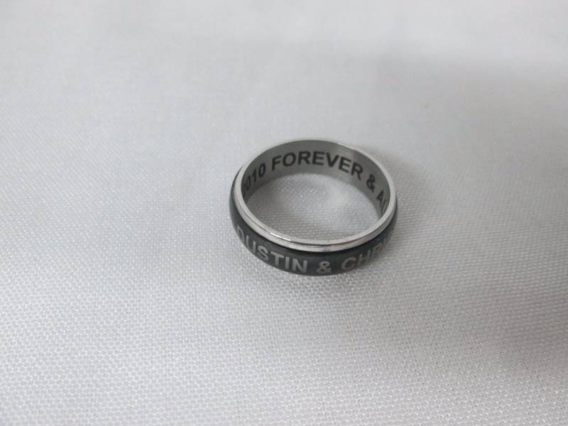 Stainless Steel Personalized Couples Spinner Ring