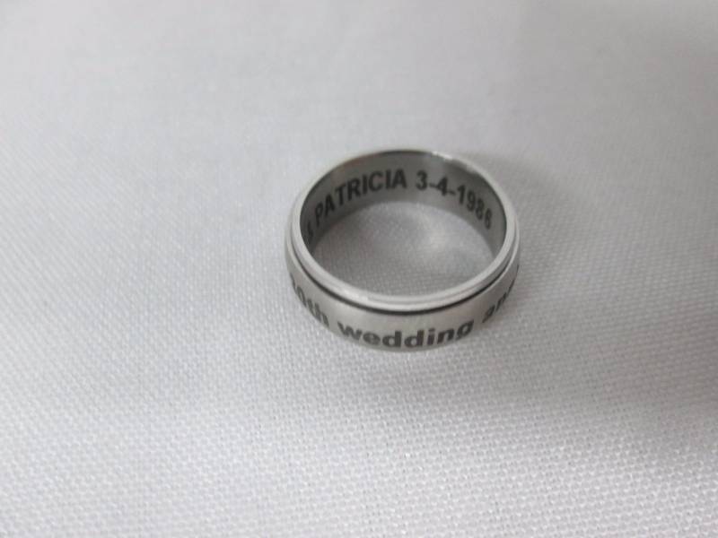 Stainless Steel Mens Personalized Spinner Ring