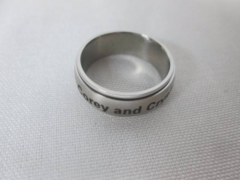 Stainless Steel Ladies Personalized Spinner Ring