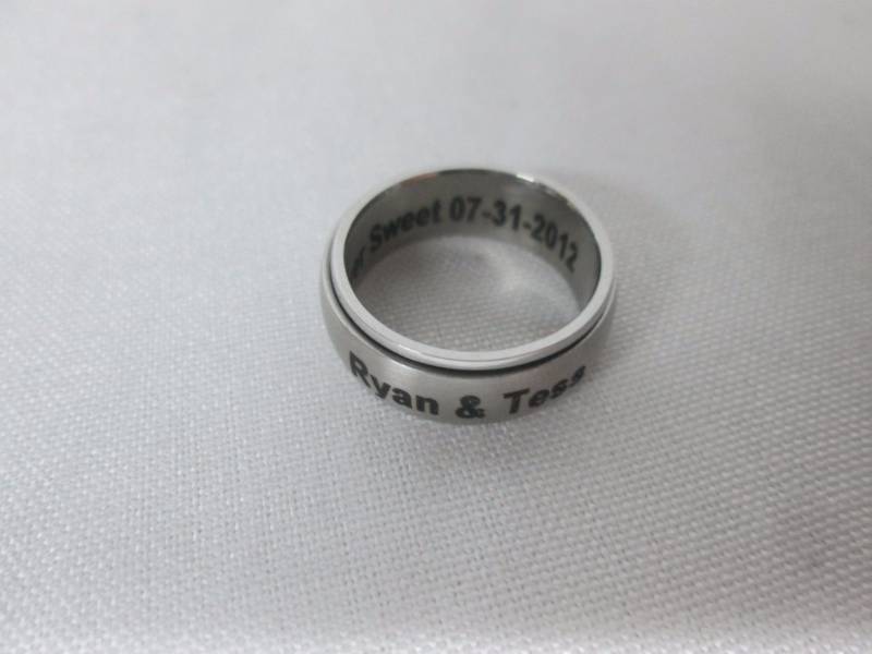 Stainless Steel Mens Personalized Spinner Ring