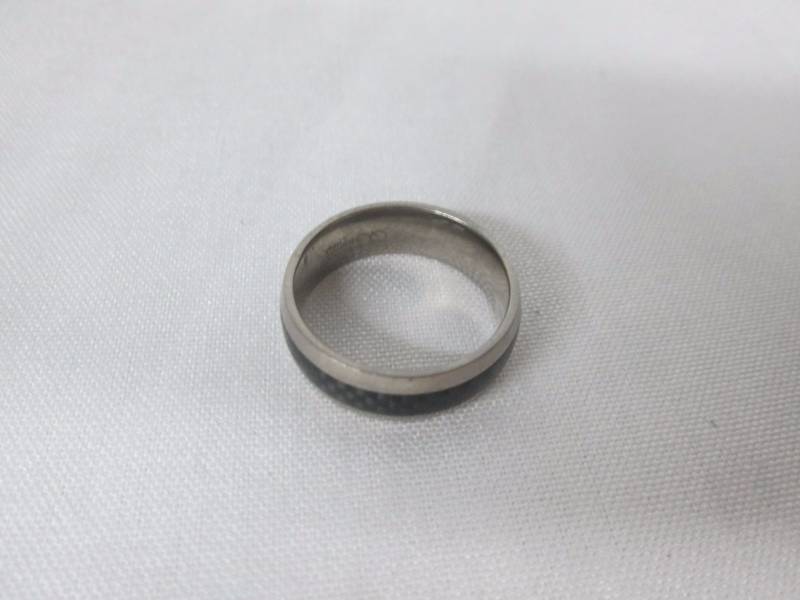 Chisel Titanium and Black Carbon Fiber Mens Ring