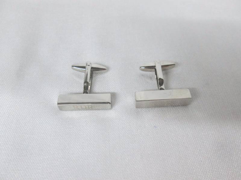 JDS Personalized Rectangular Silver Cuff Links