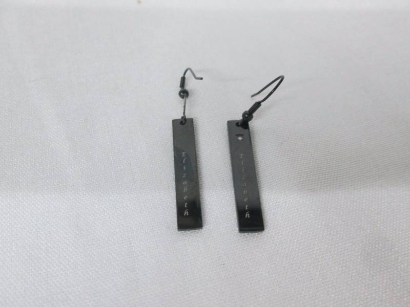 Black Stainless Steel Drop Personalized Earrings