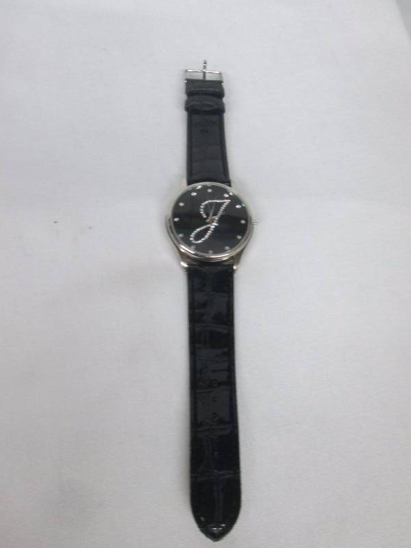 Ladies Silvertone Crystal Initial Watch