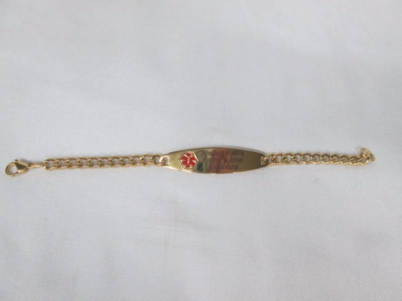 Mens Goldtone Stainless Steel Medical ID Bracelet