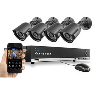 Amcrest 960H HD 500GB DVD Video Security System w Four Cameras