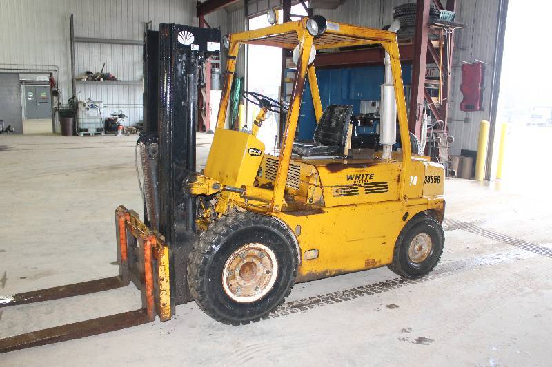 White Diesel 7000 Pound Capacity Forklift
