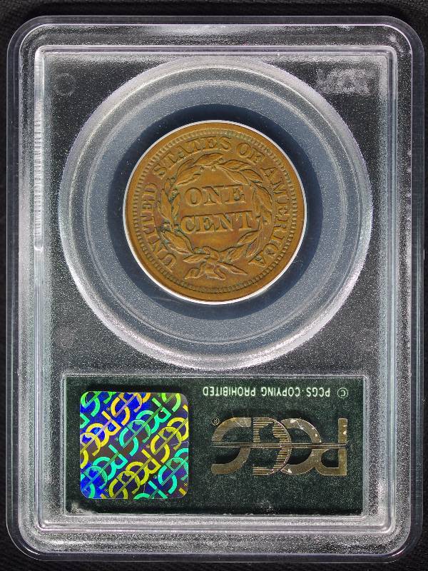 1854 1 Cent PCGS AU55 #2480784 Old Green Holder (OGH)