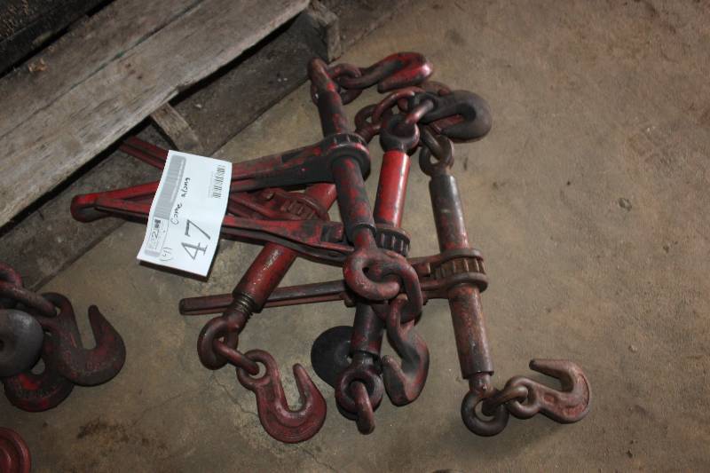lot 47 image: Lot of (4) Chain Ratcheting Load Binders