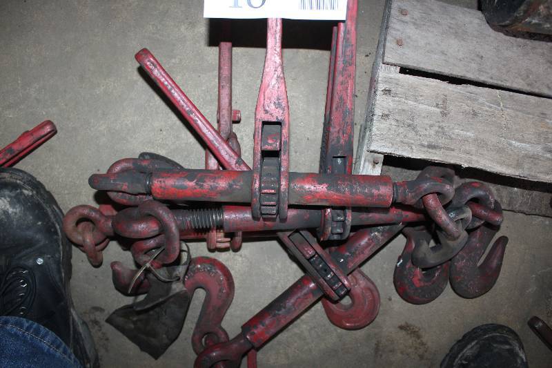 lot 48 image: Lot of (4) Chain Ratcheting Load Binders