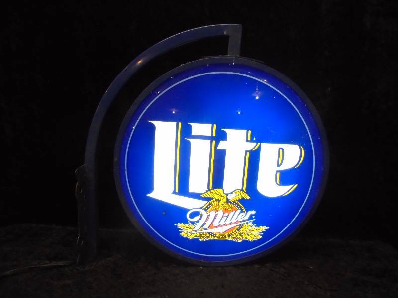 Lighted Miller Light Pub Sign, Double Sided, works