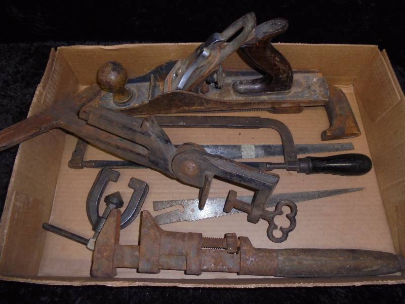Lot - Record Plane, Saws, Wrench, Misc