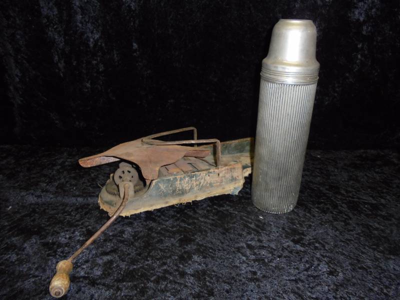 Pair - Landers Frary & Clark Metal Thermos & part of old seeder
