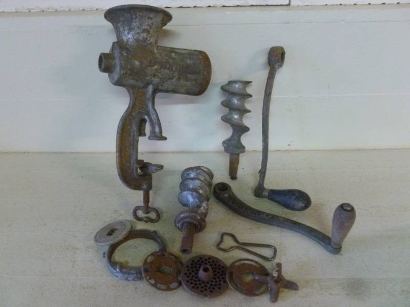 lot 194 image: Vintage Meat Grinder Parts