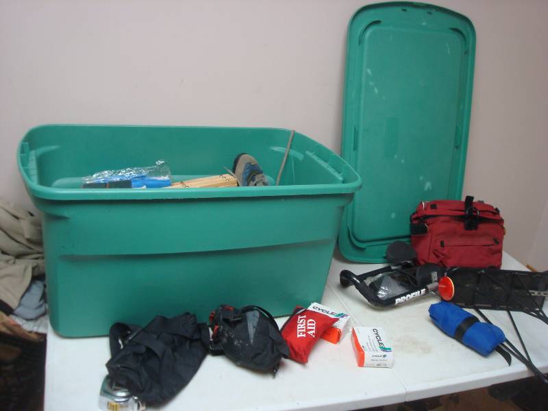lot 41 image: Bin With Some Bicycle Items