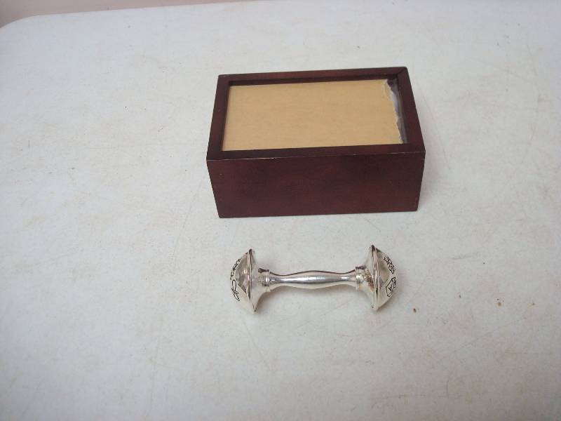lot 63 image: Silver Tone Baby Rattle