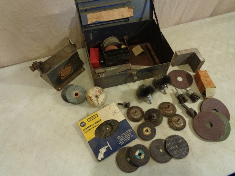 lot 95 image: Metal Box Full of Grinding Items
