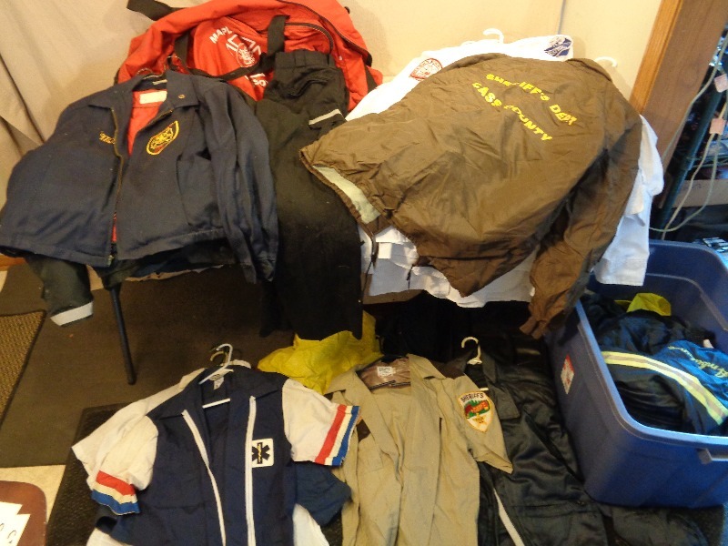 lot 104 image: LARGE Lot of EMT, Sherriff and Firefighter Uniforms