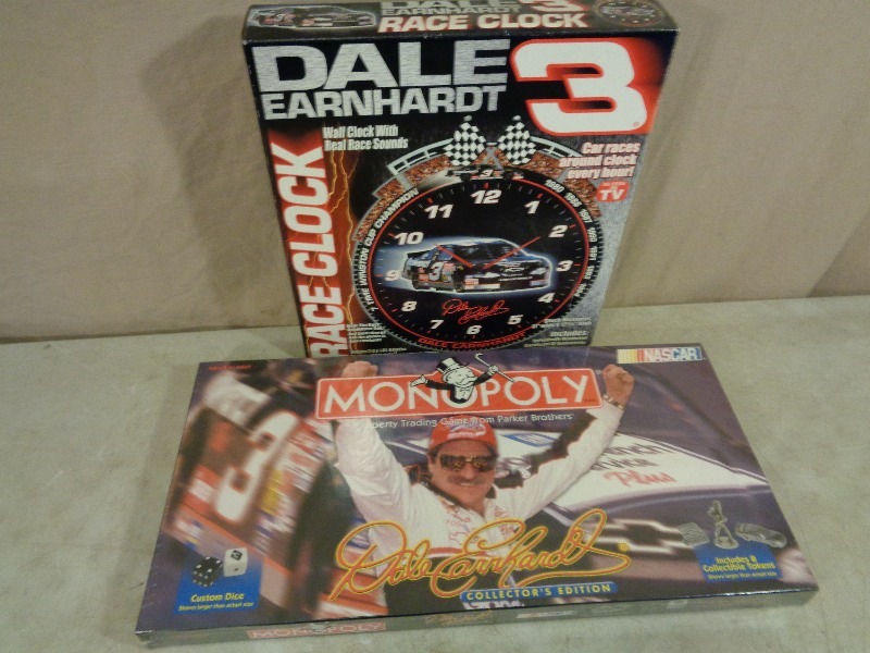 lot 75 image: Dale Earnhardt Race Clock and Monopoly
