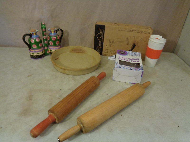 lot 243 image: The Pampered Chef, Wood Rolling Pins, and More