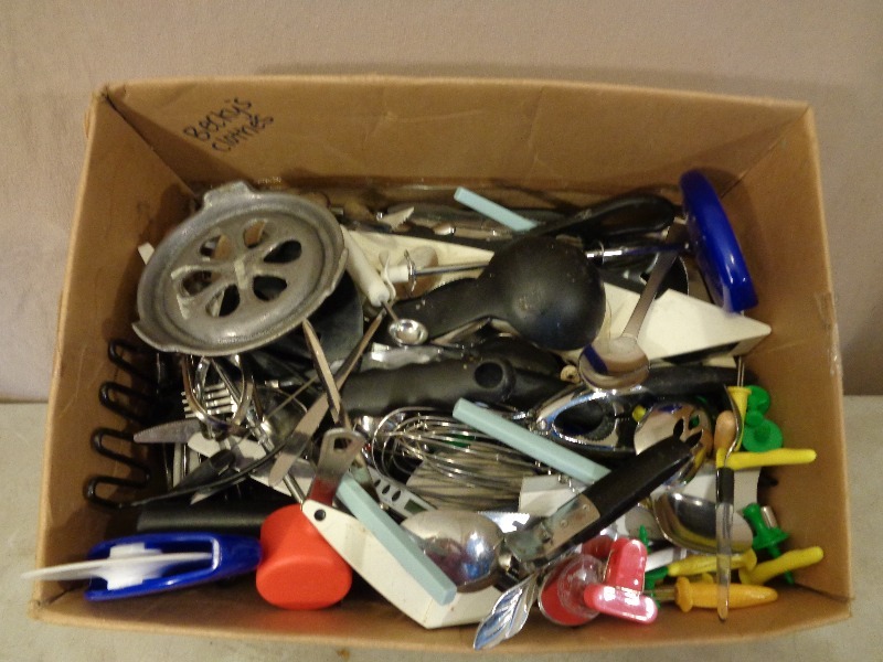 lot 244 image: Box Full of Silverware and Utensils