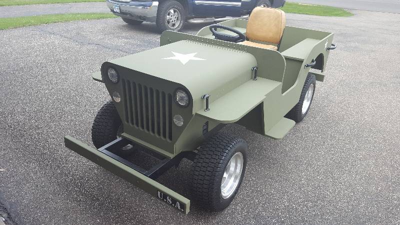 lot 1 image: Custom Built Willys Style WWII Jeep - Golf Cart  Utility Vehicle