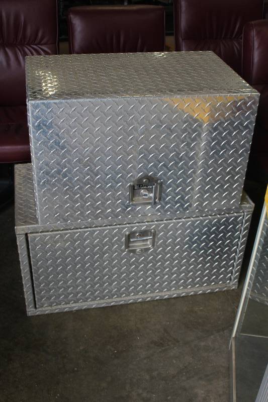 lot 24 image: Lot of (2) Diamond Plate Frame Mount Tool Boxes